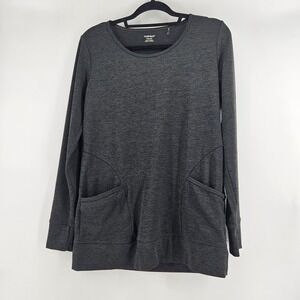Toad & Co Gray Long Sleeve Tunic‎ Top With Pockets Small Minimalist Lagenlook